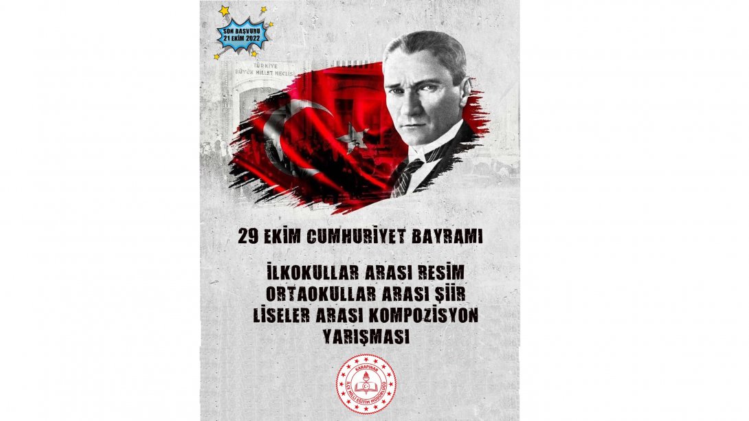 29 Ekim Cumhuriyet Bayramı Konulu Resim, Şiir ve Kompozisyon Yarışması